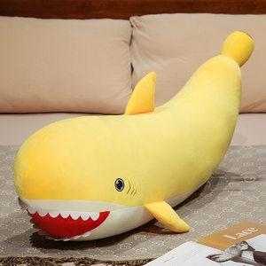 Wholesale Cute Cartoon <strong>Banana</strong> Shape Shark <strong>Plush</strong> Bolster Pillow Soft Fluffy Marine Animal Shark Stuffed Long Sleeping Cushion - Product Image 4
