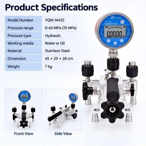 Calibrateur de jauge industriel, pompe hydraulique manuelle 60 MPa pour l'étalonnage des jauges et des capteurs - Product Image 5