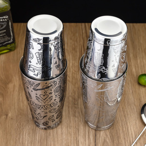 Coctelera Boston de Acero Inoxidable 304 de 850/550 ml con Logotipo Personalizado Grabado con Temática de Paz, Herramienta para Mezclar y Agitar Cócteles Martini - Product Image 4