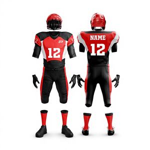 زي رياضي مخصص لكرة القدم الأمريكية والرجبي، قميص تدريب قصير الأكمام للمنافسات، بدلة رياضية موحدة للفريق مع طباعة رقم الكرة AF17 - Product Image 1