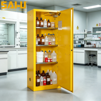 Armoire de sécurité pour liquides inflammables SAI-U SC2022Y jaune avec ventilation, armoire chimique à 3 étagères pour laboratoire industriel