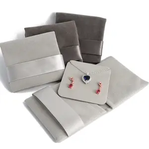 Confezione regalo in microfibra custodia con inserto cartoncino orecchino collana di velluto gioielli borse