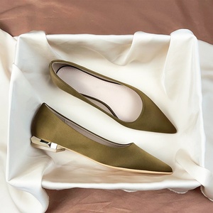 Professionelle flache neue Frühlings-/Sommer-Satin-Pumps mit elegantem, flachem Absatz für Büro und Outdoor – elegante Damen-Pumps mit spitzer Zehenpartie und klobigem Absatz - Product Image 3