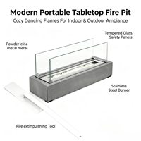 Cheminée de table moderne en béton à éthanol, design décoratif en verre, autoportante, écologique, pour usage intérieur/extérieur et jardin, vente par correspondance