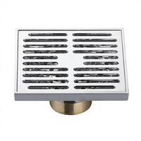 Siphon de sol carré moderne en laiton chromé de 4 pouces, anti-colmatage, écologique, anti-corrosion, pour hôtels, maisons, hôpitaux, salles de bain