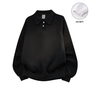 เสื้อสเวตเชิ้ตแขนยาวผู้ชาย สีดำ สำหรับฤดูใบไม้ร่วงและฤดูหนาว ดีไซน์เรียบง่ายทันสมัย มีซับใน - Product Image 1