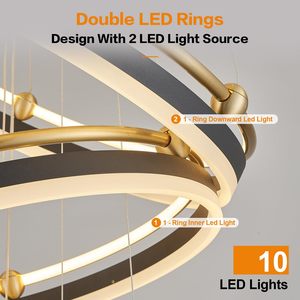 Lustre de Plafond LED 5 Couches Personnalisé Noir Or Acier Inoxydable Villa Appartement Haut de Gamme Télécommande Ovale Réglable - Product Image 2