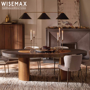 WISEMAX FURNITURE Mobilier <span class=keywords><strong>de</strong></span> maison nordique <span class=keywords><strong>vintage</strong></span> pour restaurant, cuisine en marbre naturel, table ovale, ensemble <span class=keywords><strong>de</strong></span> <span class=keywords><strong>8</strong></span> <span class=keywords><strong>chaises</strong></span> pour hôtel - Product Image 1