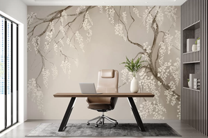 Murale murale en papier peint grand format avec motif <span class=keywords><strong>de</strong></span> cerisier blanc délicat pour la décoration du salon et <span class=keywords><strong>de</strong></span> la chambre à coucher - Product Image 2