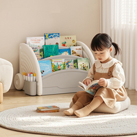 Estantería para Libros Infantil VSUCH con Dos Cajas de Almacenamiento y Pizarra de Dibujo en la Parte Trasera, Estantería de Plástico con Almacenamiento para Niños
