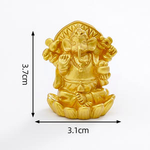 Sculpture miniature en résine de dieu éléphant indien faite à la main, mini figurine dorée du Seigneur Ganesha, ornements pour la <span class=keywords><strong>d</strong></span>écoration de la maison, du jardin et de la voiture - Product Image 6