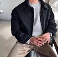 HO hommes printemps et automne rétro marron café daim manteau court vol veste