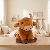 Peluche Vache Marron Douce et Mignonne, Animal en Peluche Assis, Poupée de Forêt Rembourrée en Polyester, Cadeau Idéal pour la Crèche