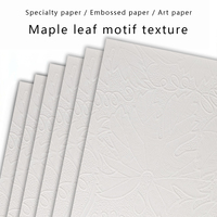 Papier d'art texturé en relief feuille d'érable blanche, matériaux recyclés, 100-400 GSM, personnalisable, emballage universel
