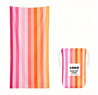 Pink Stripes Microfiber Beach Towels with Custom Logo Professional Printing Sand Free Quick Dry Swimming Towels
