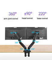Support de bureau à ressort à gaz NB F160 pour deux moniteurs de 17 à 27 pouces avec 2 ports USB 3.0, charge maximale 2-9 kg par bras