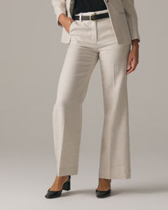 Pantalon tailleur beige en mélange de lin, coupe droite taille haute, respirant, idéal pour l'été, le bureau ou les tenues décontractées professionnelles - Product Image 5