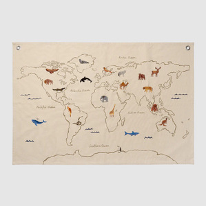 Tapiz colgante de pared de <span class=keywords><strong>tela</strong></span> de estilo nórdico bordado de animales lienzo arte de pared decoración de pared de habitación de niños - Product Image 6