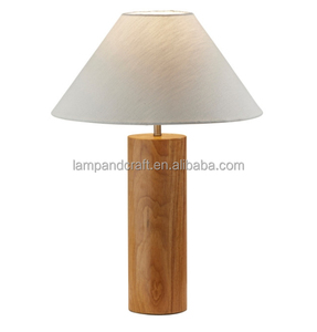 Lampe de table en céramique bleue émaillée avec abat-jour en lin naturel, grande taille pour la décoration de la maison, chambre à coucher, hall d'hôtel, chambre d'hôtel - Product Image 2