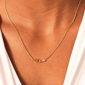 Collier personnalisé <span class=keywords><strong>avec</strong></span> initiales QIUHAN, chaîne en or 18 carats, cadeau pour femme, collier <span class=keywords><strong>avec</strong></span> pierre de naissance personnalisée - Product Image 4