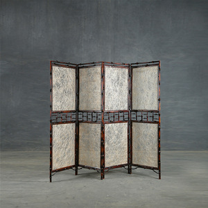 Chinese Style Handcrafted Bamboo Folding Screen 4 Panels Traditional Design Foldable Room Divider For Tea Room Hotel Decor - Product Image 1