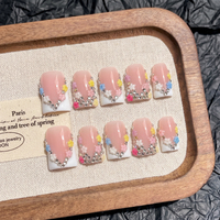Ongles à presser en acrylique faits main, courbes 3D, style français, personnalisables, couvrance totale, PMMA, ODM, faux ongles portables