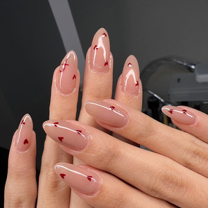 Nuevas <span class=keywords><strong>Uñas</strong></span> <span class=keywords><strong>Postizas</strong></span> Francesas Rojas <span class=keywords><strong>con</strong></span> Pequeños Corazones, Dulces, Modernas, Brillantes, <span class=keywords><strong>con</strong></span> Cobertura Total, 24 Piezas, ABS para Dedos - Product Image 1