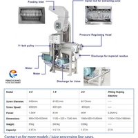 0,5-5T/H RVS 304 energiebesparende fruitpersmachine motor voor de productie van mango-, limoen-, appel- en ananassap
