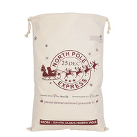 Sac de père noël vierge personnalisé de grande capacité, doublure de sac de père noël à Sublimation en toile avec monogramme à cordon