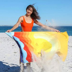 Serviette de plage rectangulaire sans sable avec logo personnalisé, serviettes en microfibre à séchage rapide pour les événements promotionnels en plein air - Product Image 2