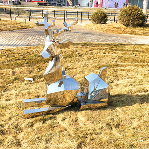 Esculturas de Acero Inoxidable para Exteriores, Figuras Artísticas Contemporáneas de Metal, Artesanía, Montaje en Suelo, Paquete de Varias Piezas, Jardín - Product Image 3