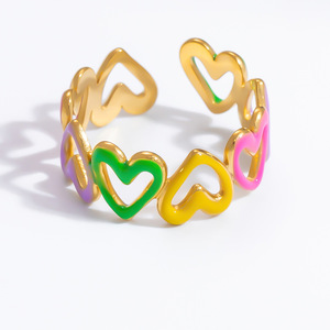 Heart Shape <b>Gold</b> Plated <b>Bracelet</b> For Women Colorful Enamel Jewelry Gift Fashion Accessory - Product Image 1
