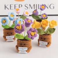 Poupée en peluche plante en pot au crochet avec carte de message positif, fleur tricotée à la main, décoration de bureau, cadeau pour la maison, vente en gros