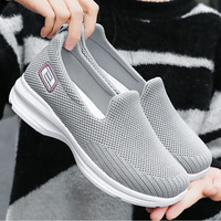 Femmes tricot sans lacet baskets dames élastique bas haut appartements léger respirer maille mode baskets volant tissé mocassins chaussures