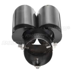 1/2/4 pièces 63mm 2,5 pouces Embout d'échappement double sortie en acier inoxydable, tube de queue d'échappement universel - Product Image 4