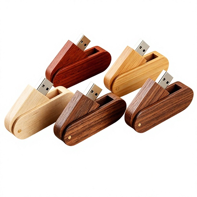 Rotatable Eco Friendly Natural Wooden USB Flash Drive High Speed Custom Logo Memory Stick for Business Gift Wedding Souvenir