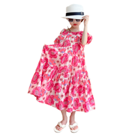 Nouvelle robe d'été 2024 pour filles, à grandes fleurs et volants, 100 % coton, coupe ample, pour 10 ans