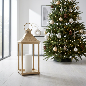 Latest Hot Selling Christmas Collection <b>Brass</b> Antique Metal Candle <b>Lantern</b> with Embossed Tree Design - Product Image 5