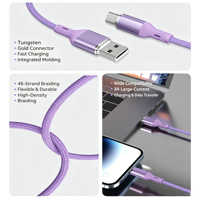 Cable de Datos USB C a USB C de 240W PD, Cable de Carga Rápida Tipo C, Serie de Colores Macaron, Carga Rápida para Teléfonos Gaming