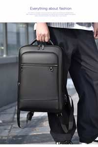 OEM Wholesale PU Business Laptop <b>Backpack</b> with USB Charging Port Multi Pocket 15.6 Inch Faux Leather Travel School <b>Backpack</b> - Product Image 6
