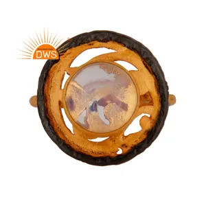 Party Wear Fire Opal Gemstone Ring Wholesaler 24k <b>Yellow</b> Gold Plated Fashion Designer Brass Ring Jewelry Vintage Collection - Product Image 1