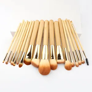 FEIYAN 18pcs synthetic Hair High Quality Makeup Brush Set Bamboo Handle Private Label Bamboo Makeup Brushes Custom Logo