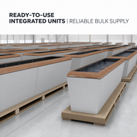 YISHANG OEM Bac à plantes en fer monobloc soudé, finition grain de bois thermolaquée, robuste