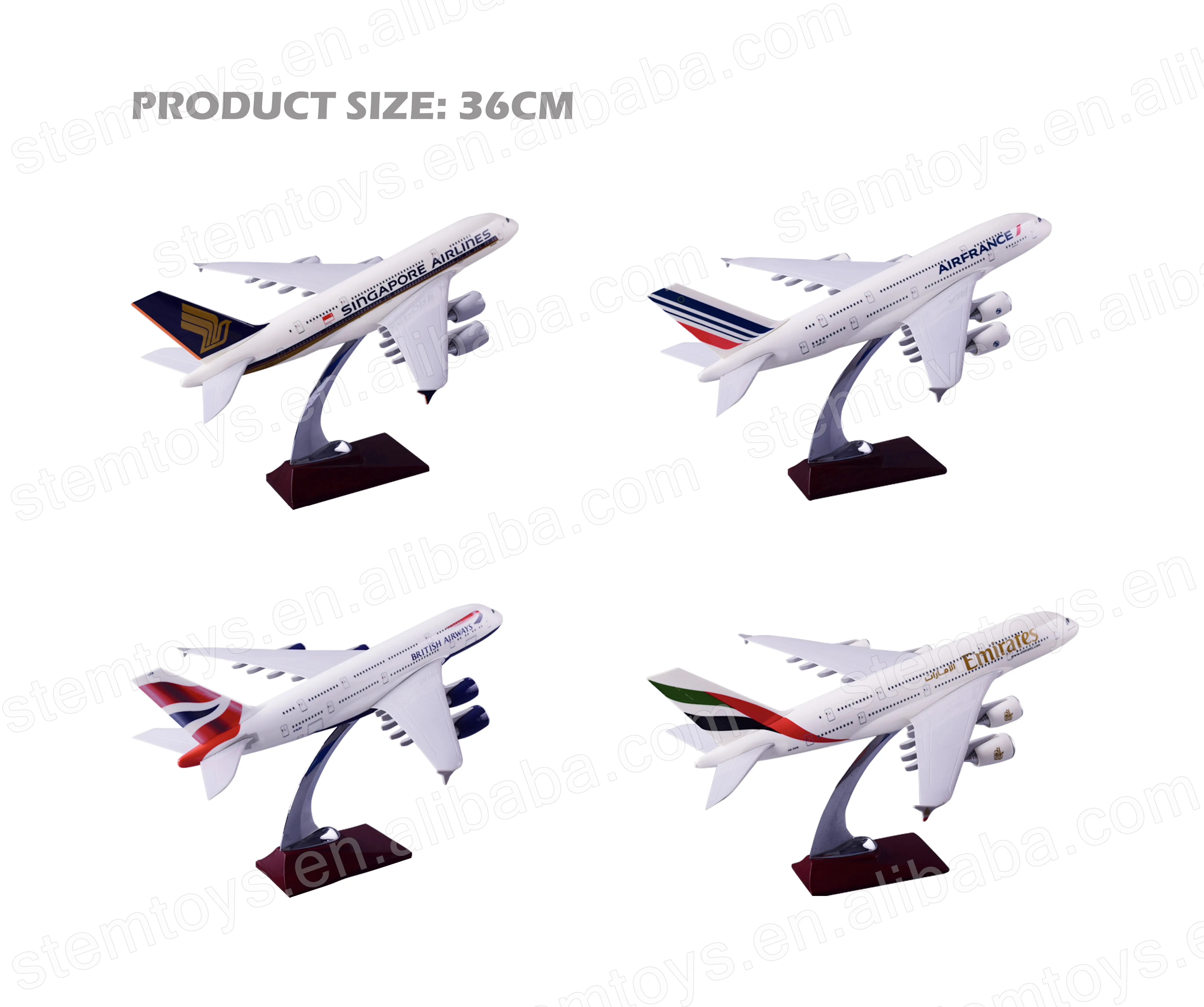 36CM Diecast Aircraft Metal Model Airline Gift A380 Airplane Models stem Toys OEM Available kids Learning model promoting toys