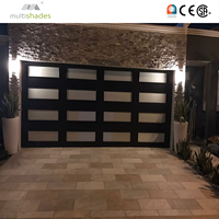 Porte de garage en verre sans cadre DERCHI Multishades, moderne, 16x7, verre noir, coulissante, double, en aluminium