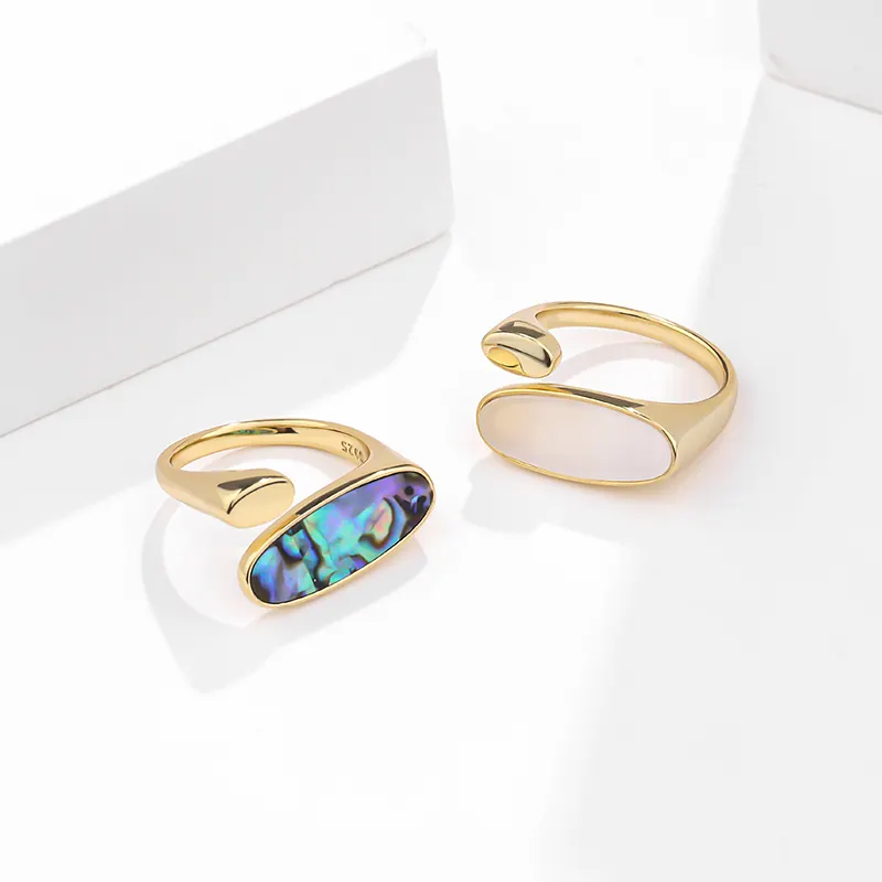 Design individuale anello regolabile in oro 18 carati conchiglia in argento Sterling 925 aperto grosso anello da donna gioielli