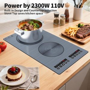 Placa de Inducción Integrada VBGK de 2300W con Doble Quemador, Control Táctil, Temporizador de 9 Niveles, Bloqueo Infantil y Protección Contra Sobrecalentamiento para Uso en Exteriores - Product Image 3