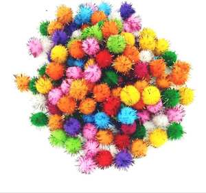 Pompons en Gros de Couleurs Assorties 3cm Artisanat Paillettes Pompon - Product Image 6
