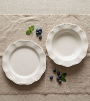 Assiette en céramique gaufrée rétro moderne française, bol à dessert, pudding et soupe en porcelaine haute résistance et haute température, vaisselle de luxe tendance