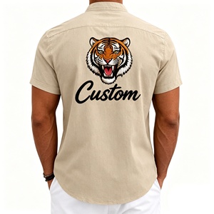 Camisetas de Hombre Lisas de Lino 100% de Alta Calidad con Logotipo Personalizado al por Mayor, Camisetas Unisex Casuales para Hombre con Estampado Gráfico - Product Image 3